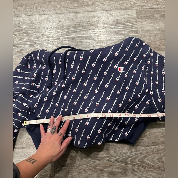 Champion Reverse Weave All Over Print Hoodie Sweatshirt - Picture 9 of 10